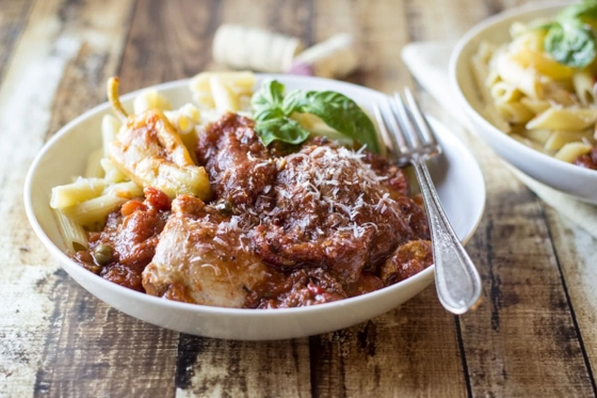A serving of Chicken Cacciatore in a bowl.
