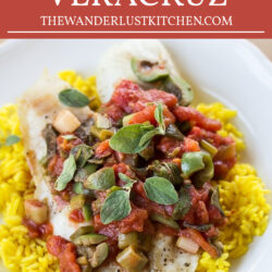 Tilapia Veracruz with Saffron Rice Recipe Pin
