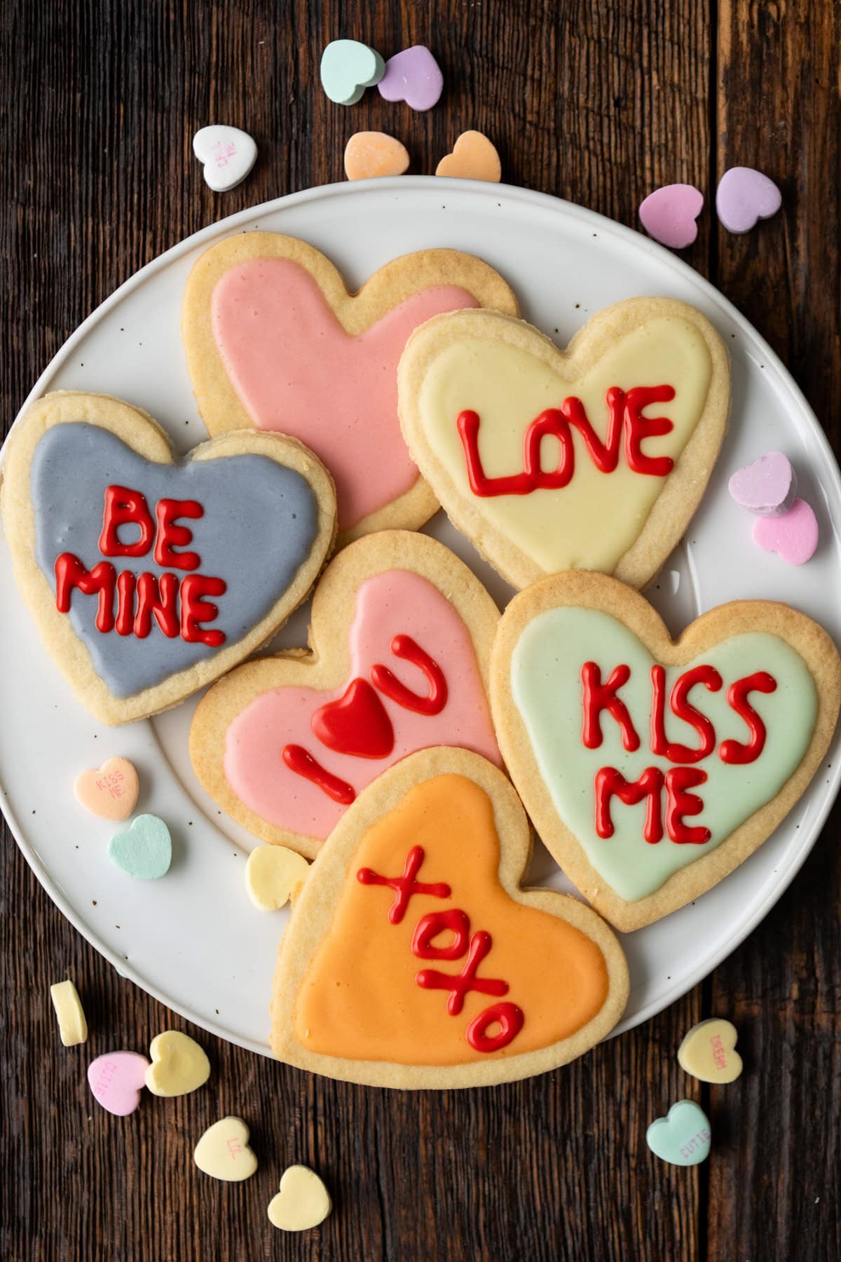 Plate of heart cookies.