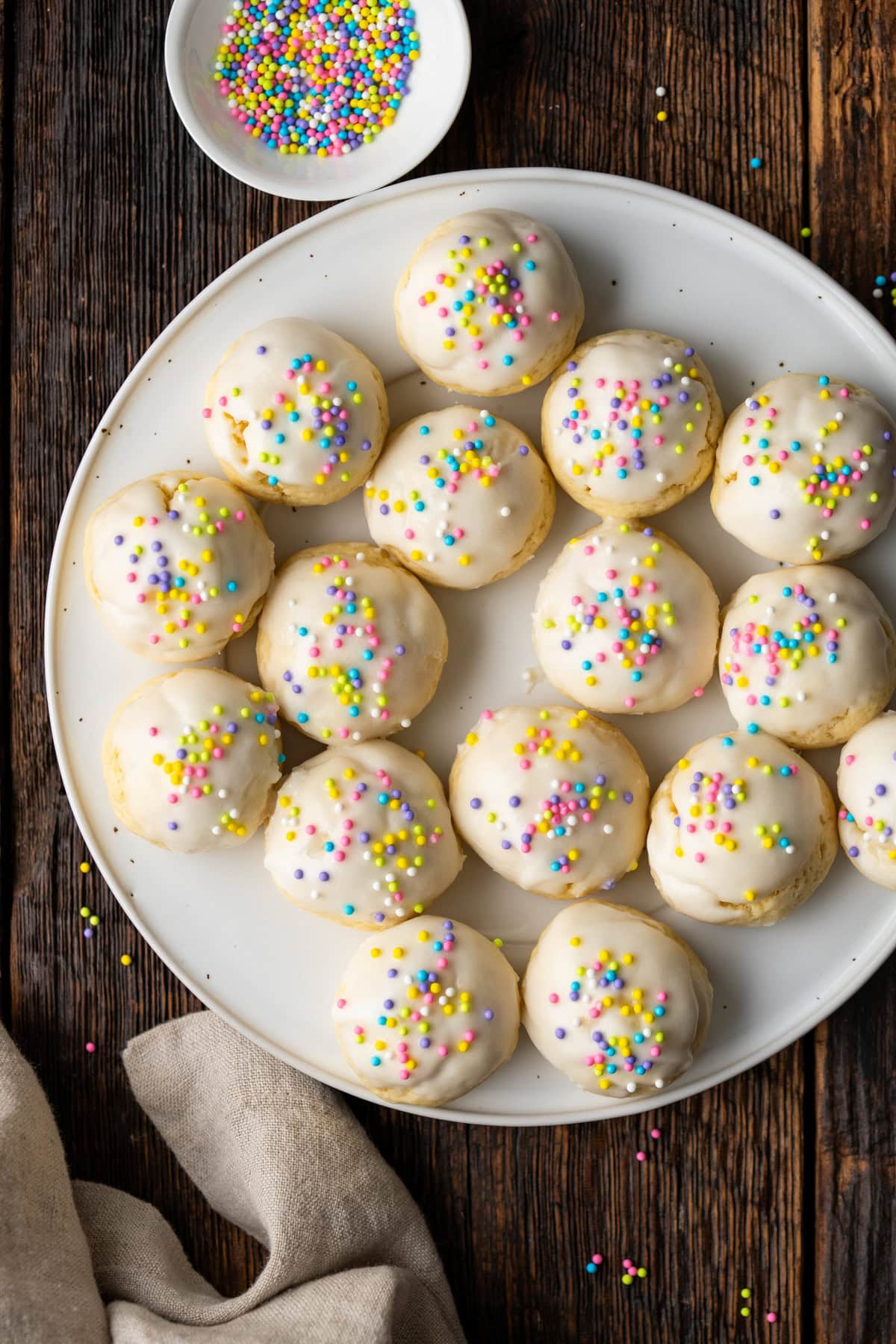 Italian easter cookies on a white plate.