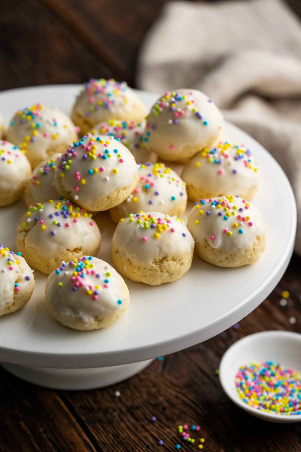 Italian Easter cookies on a white plate.
