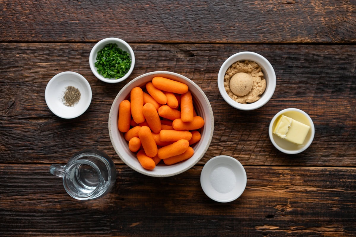 Ingredients for brown sugar carrots.