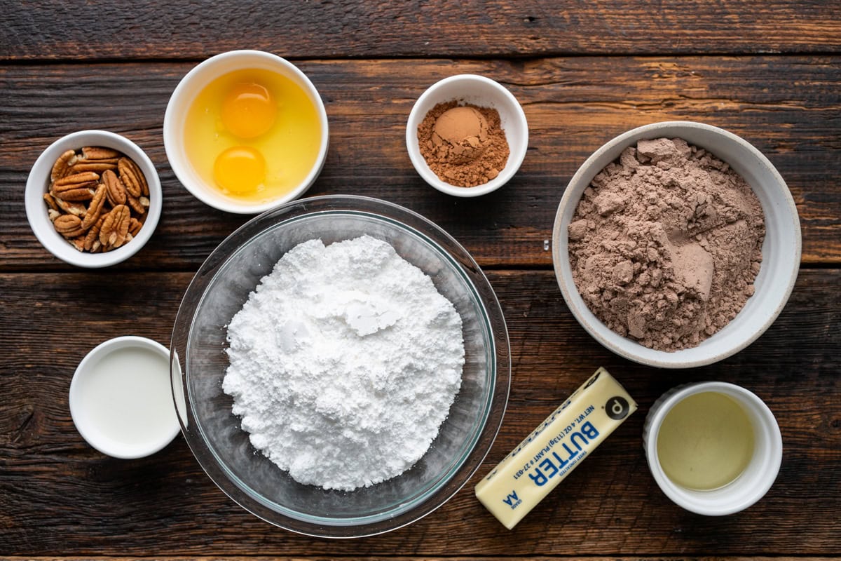 Ingredients for Texas sheet cake cookies.