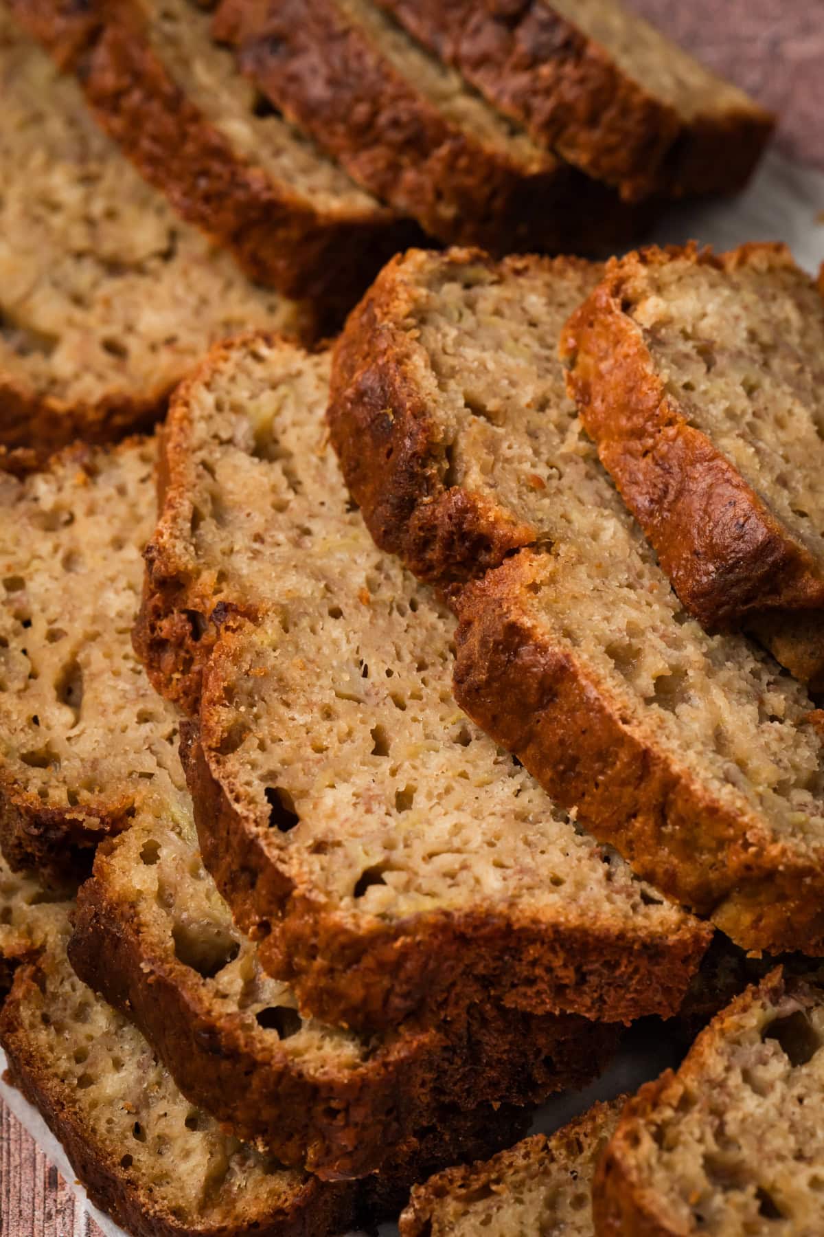 Slices of banana bread.