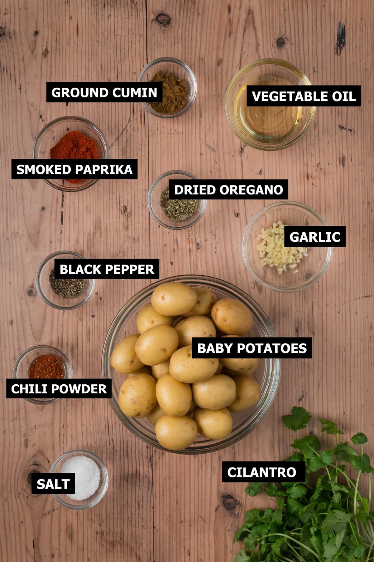 Ingredients for Mexican potatoes.