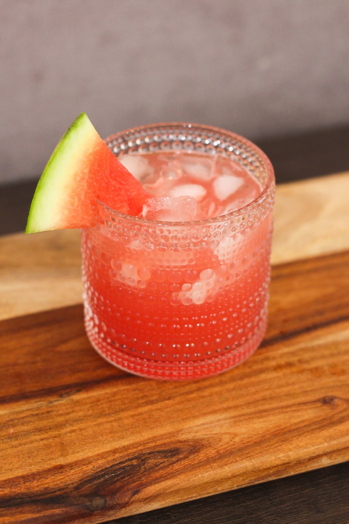 Close up view of a watermelon margarita.