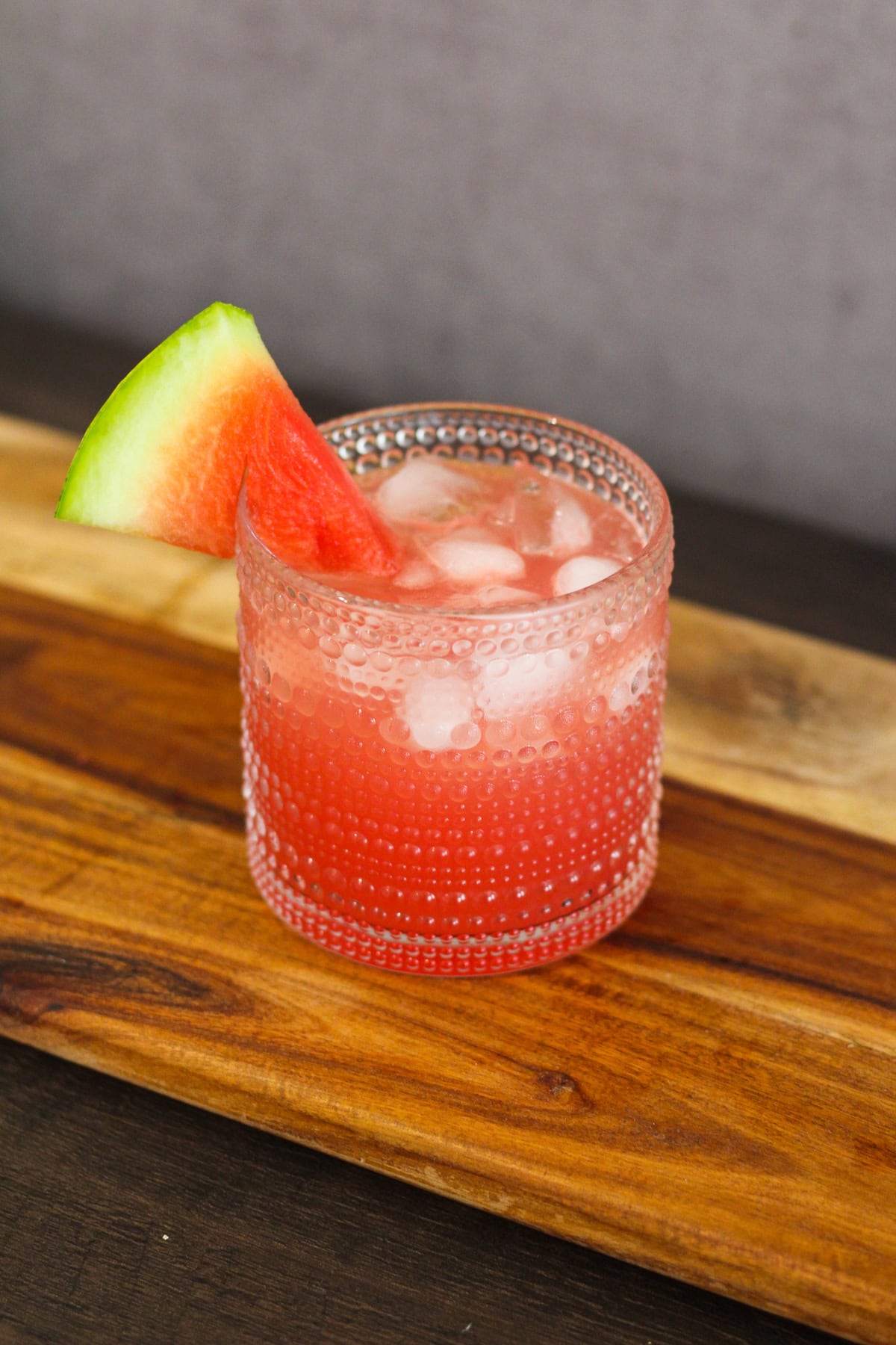 Watermelon margarita in a cocktail glass.