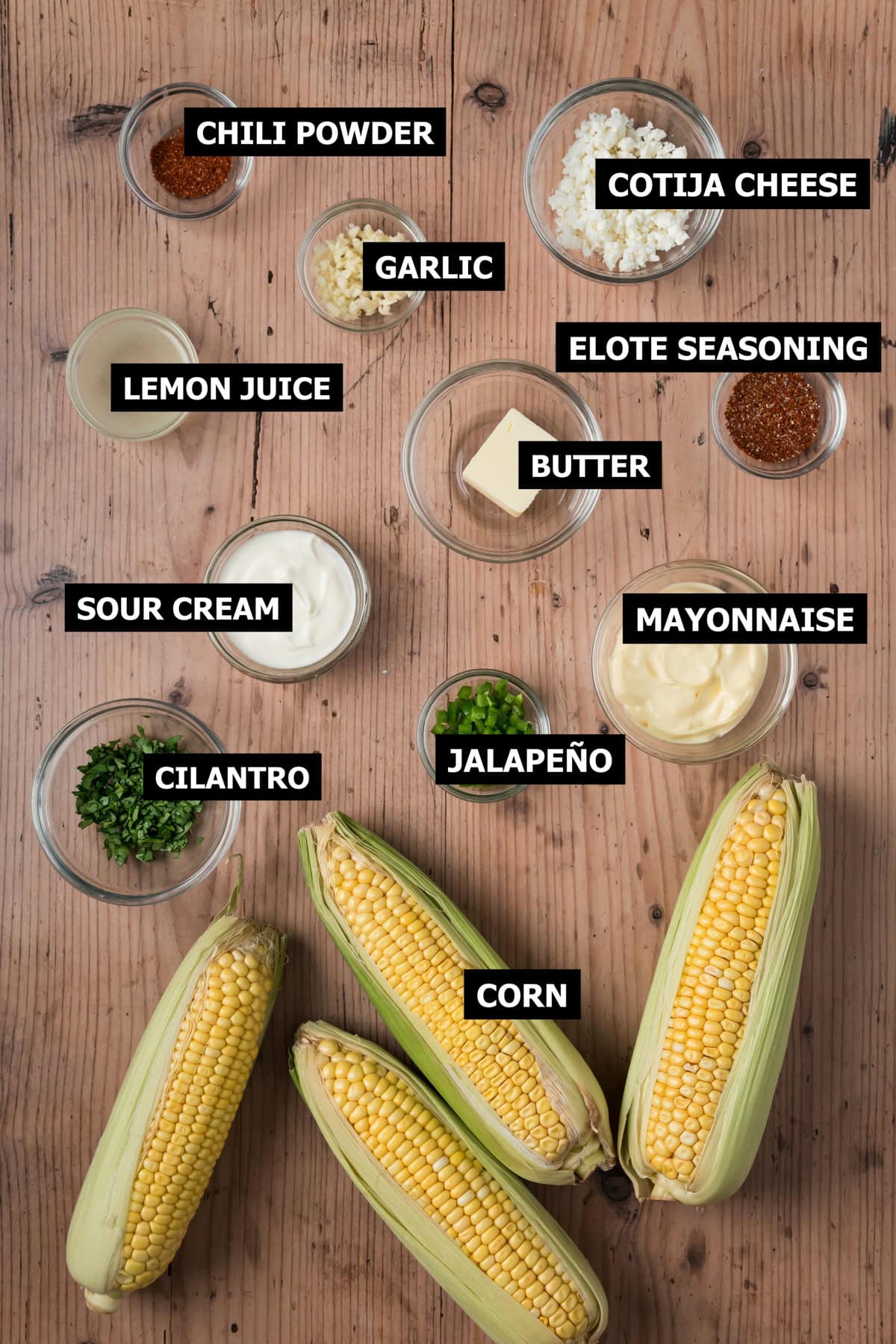 Ingredients for elote dip.
