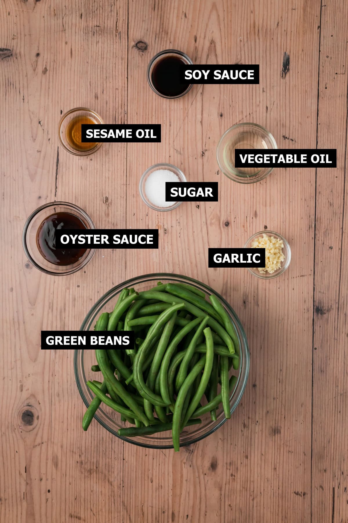 Ingredients for Chinese green beans.