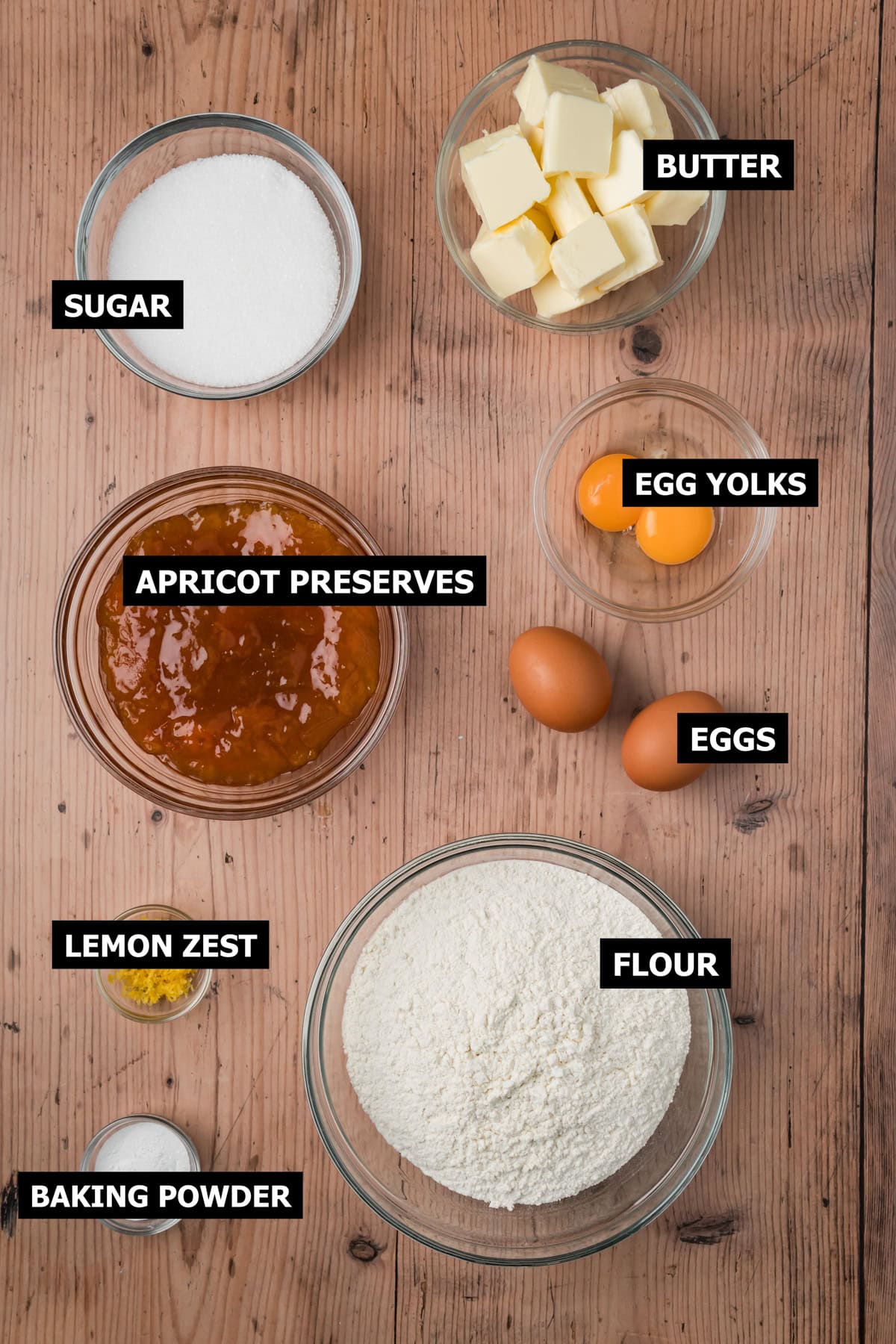 Ingredients for crostata.