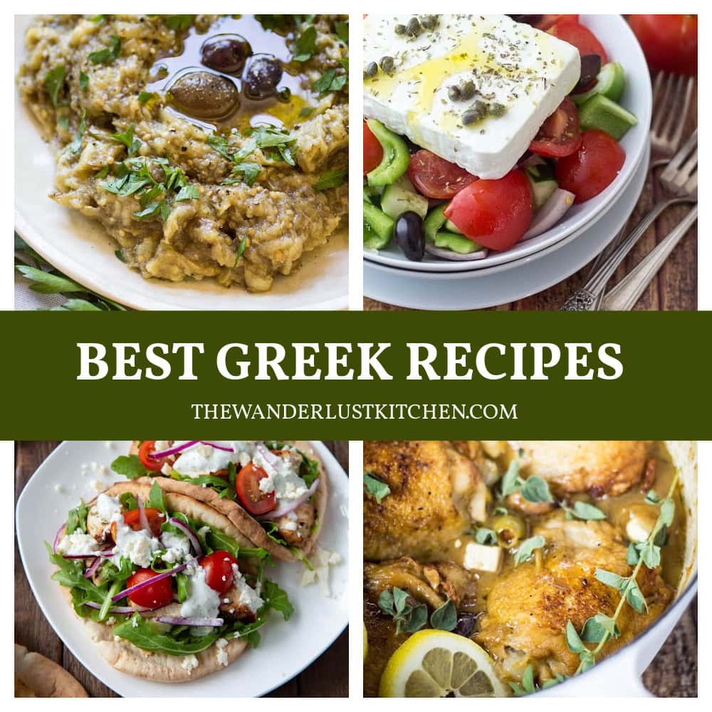 Best Greek Recipes showing four recipe photos.