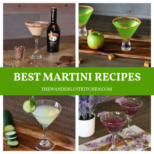 Martini Recipes showing four recipe photos.