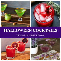 Halloween Cocktails showing four cocktails.