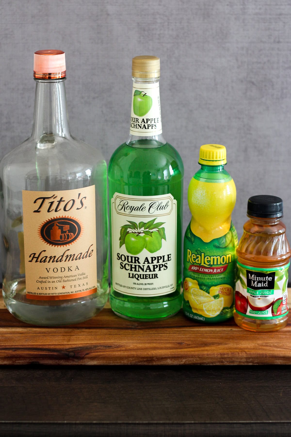 Ingredients for an appletini.