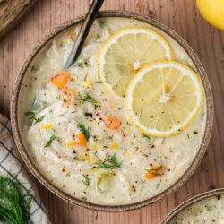 Bright lemon, tender chicken, and a silky broth make Avgolemono Soup comfort food with a Greek twist.