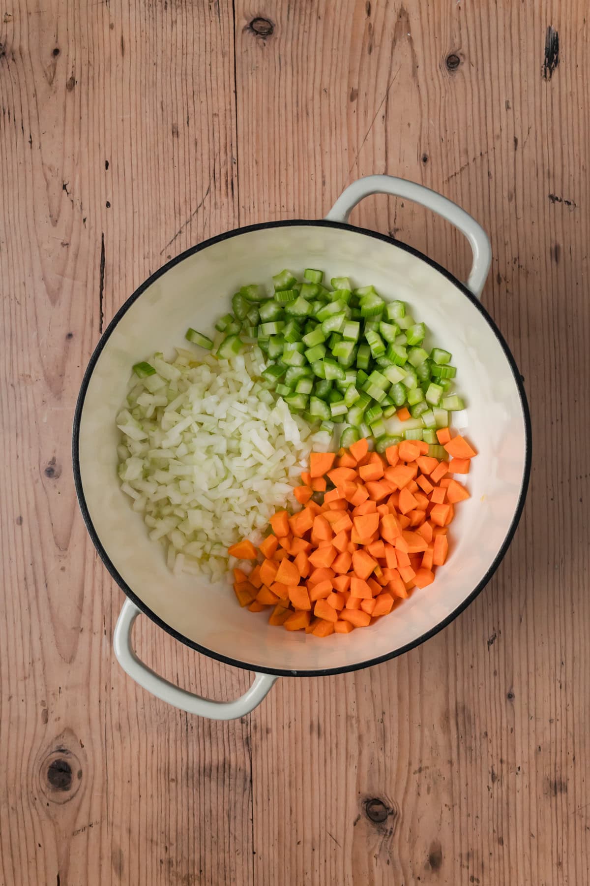 Veggies added to the Dutch oven.