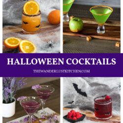 Halloween Cocktails showing four cocktails.