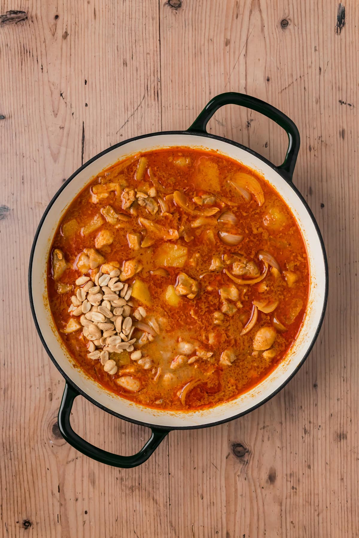 Peanuts and lime juice added into the curry.