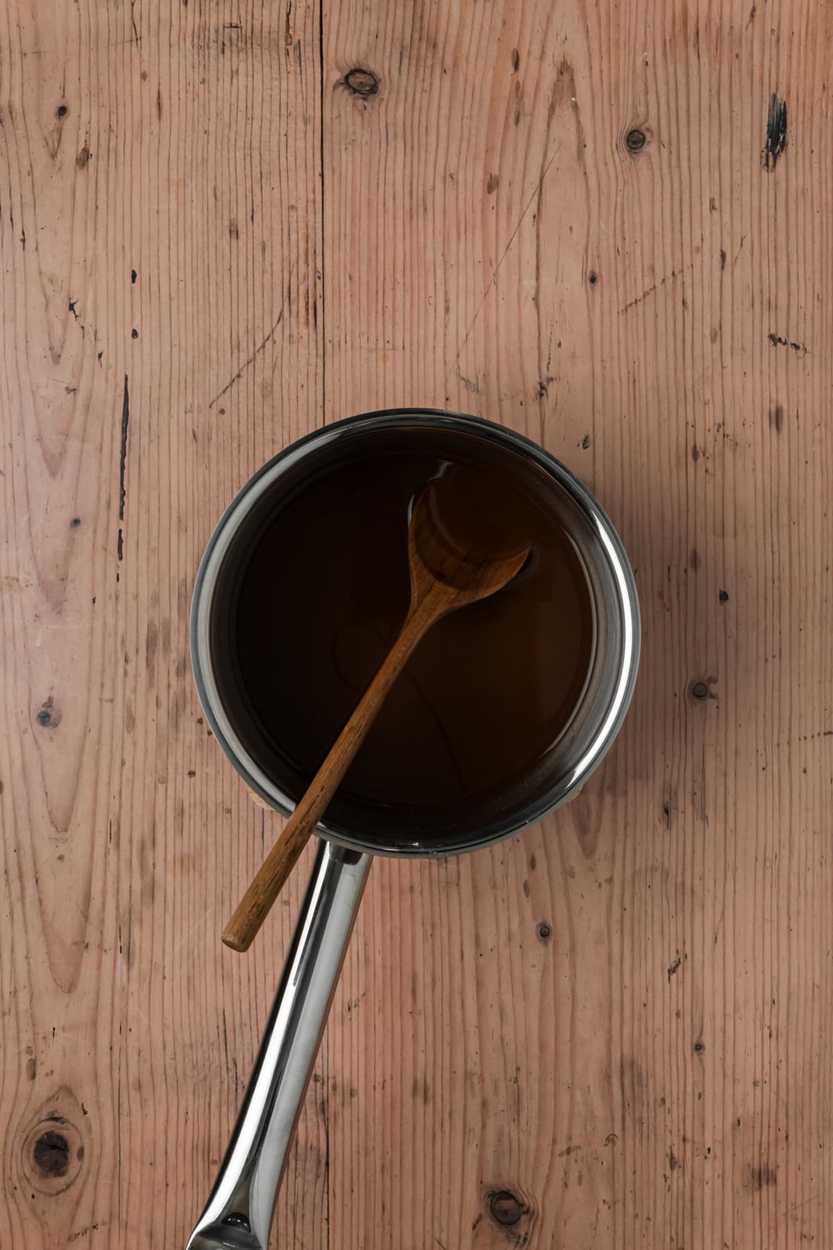 Pad Thai sauce in a saucepan.