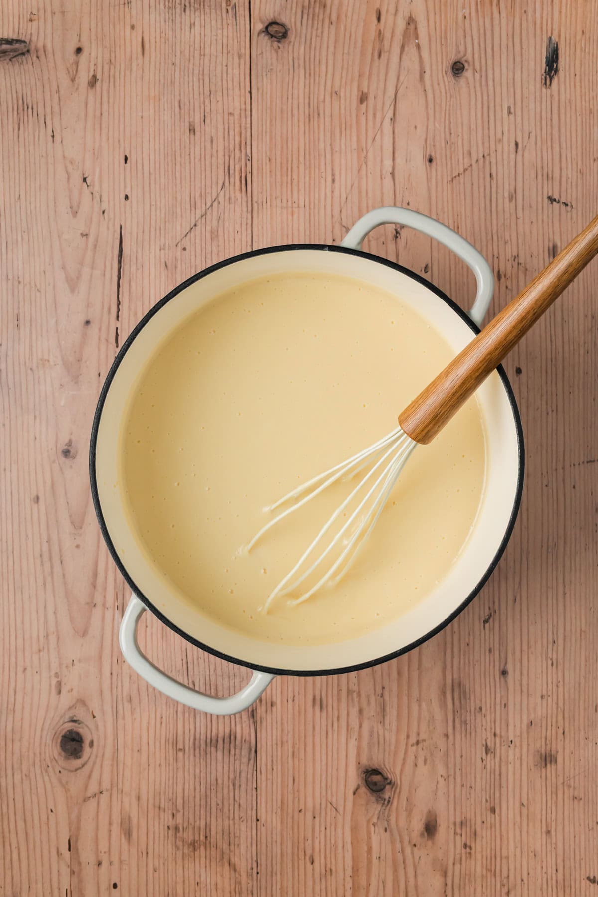 Custard in a Dutch oven.