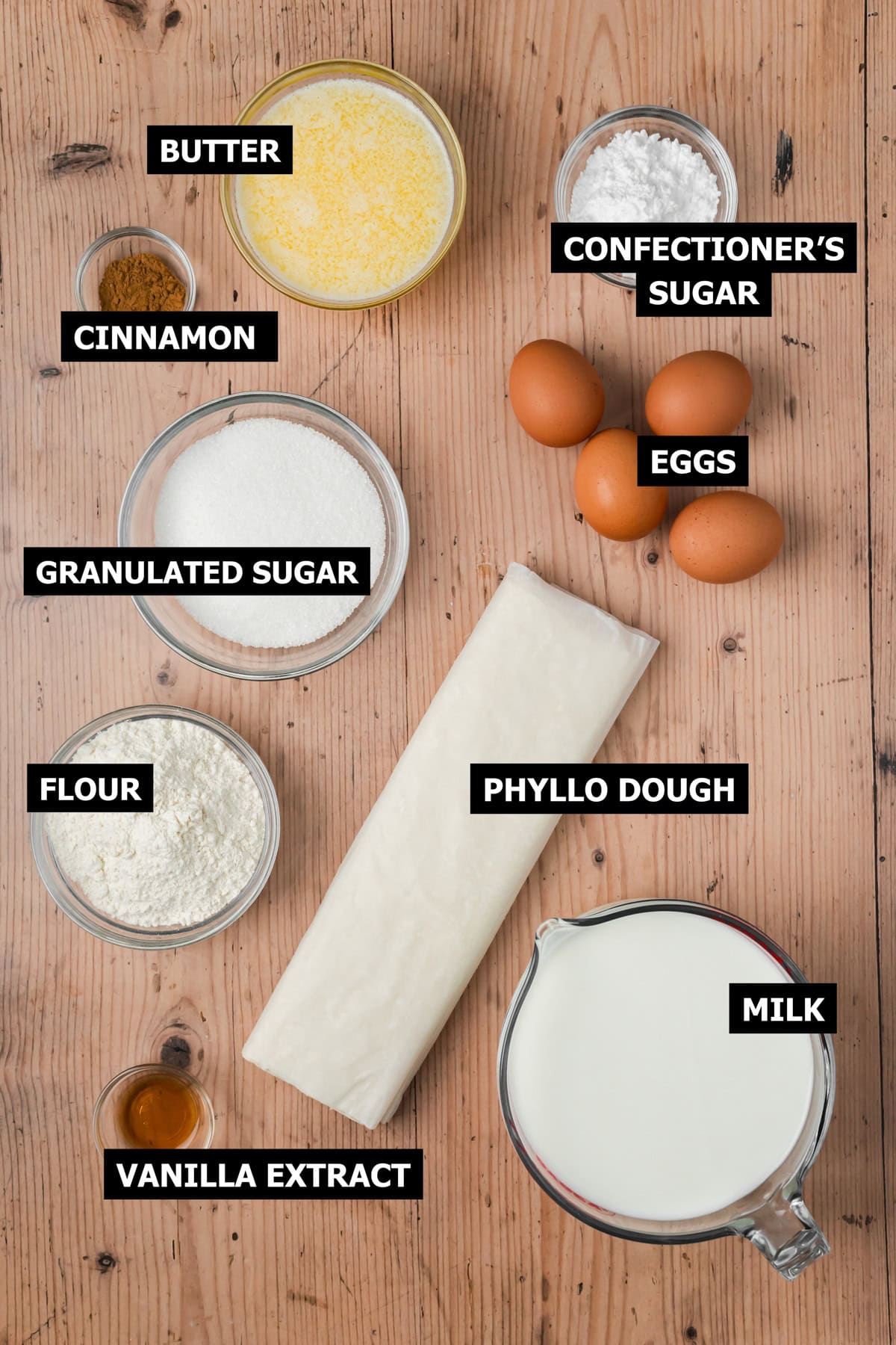 Ingredients for Bougatsa.