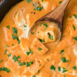 This Paneer Butter Masala brings tender cubes of paneer and a rich, velvety tomato sauce together for a comforting Indian favorite!